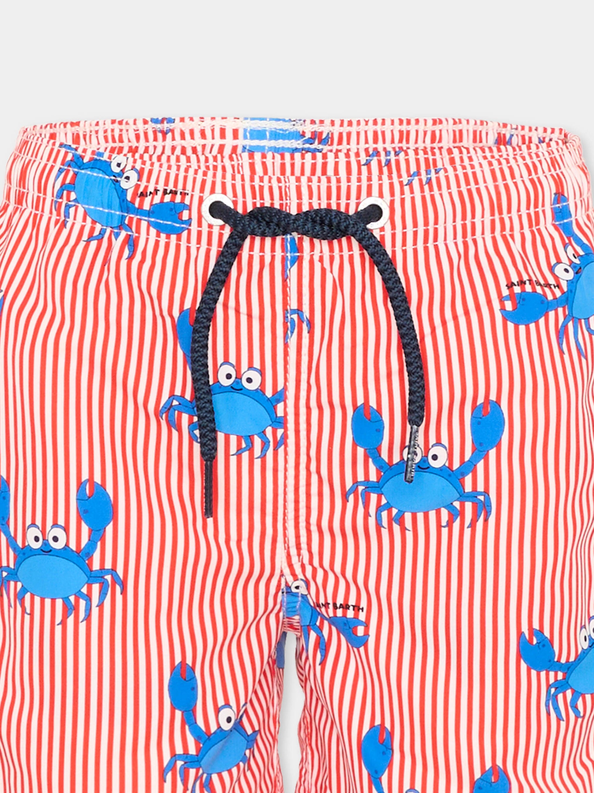 Boxer mare rosso Jean per bambino con stampa granchi,Mc2 Saint Barth,JEA0001 02040L