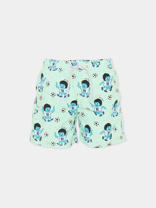 Boxer mare verde Jean per bambino stampa calcio,Mc2 Saint Barth,JEA0001 02042L