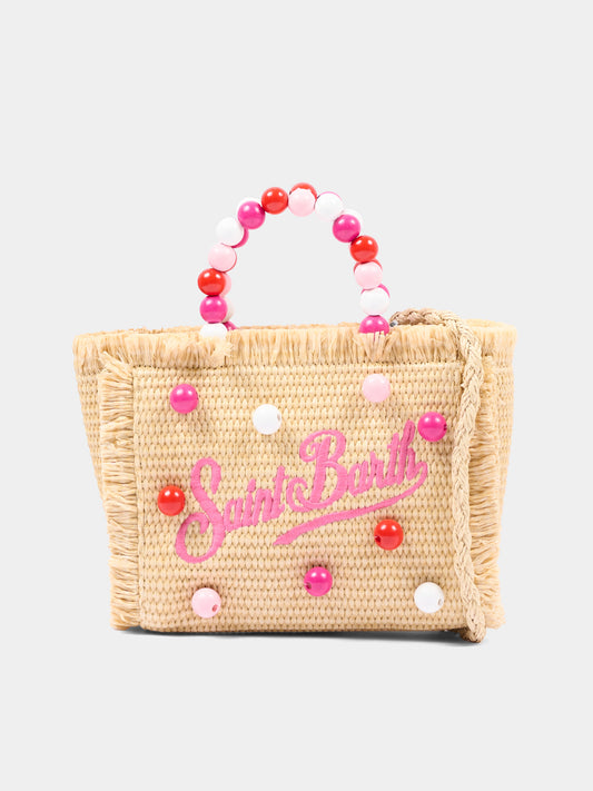 Borsa mare beige Vanity Mini Straw per bambina,Mc2 Saint Barth,VAMI009 00347L