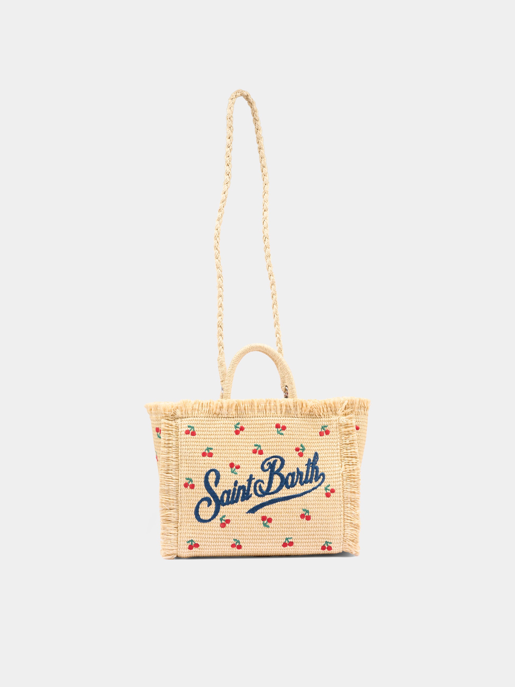 Borsa mare beige Colette Straw per bambina con ciliegie,Mc2 Saint Barth,COL0017 00345L