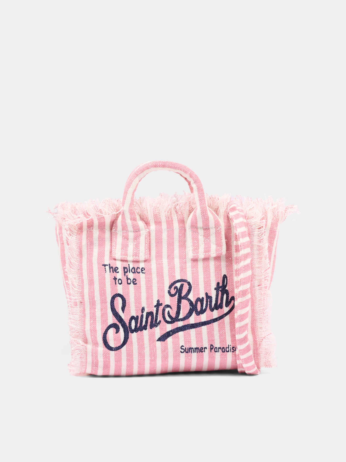 Borsa rosa Vanity Mini Linen per bambina a righe,Mc2 Saint Barth,VAMI008 00397L