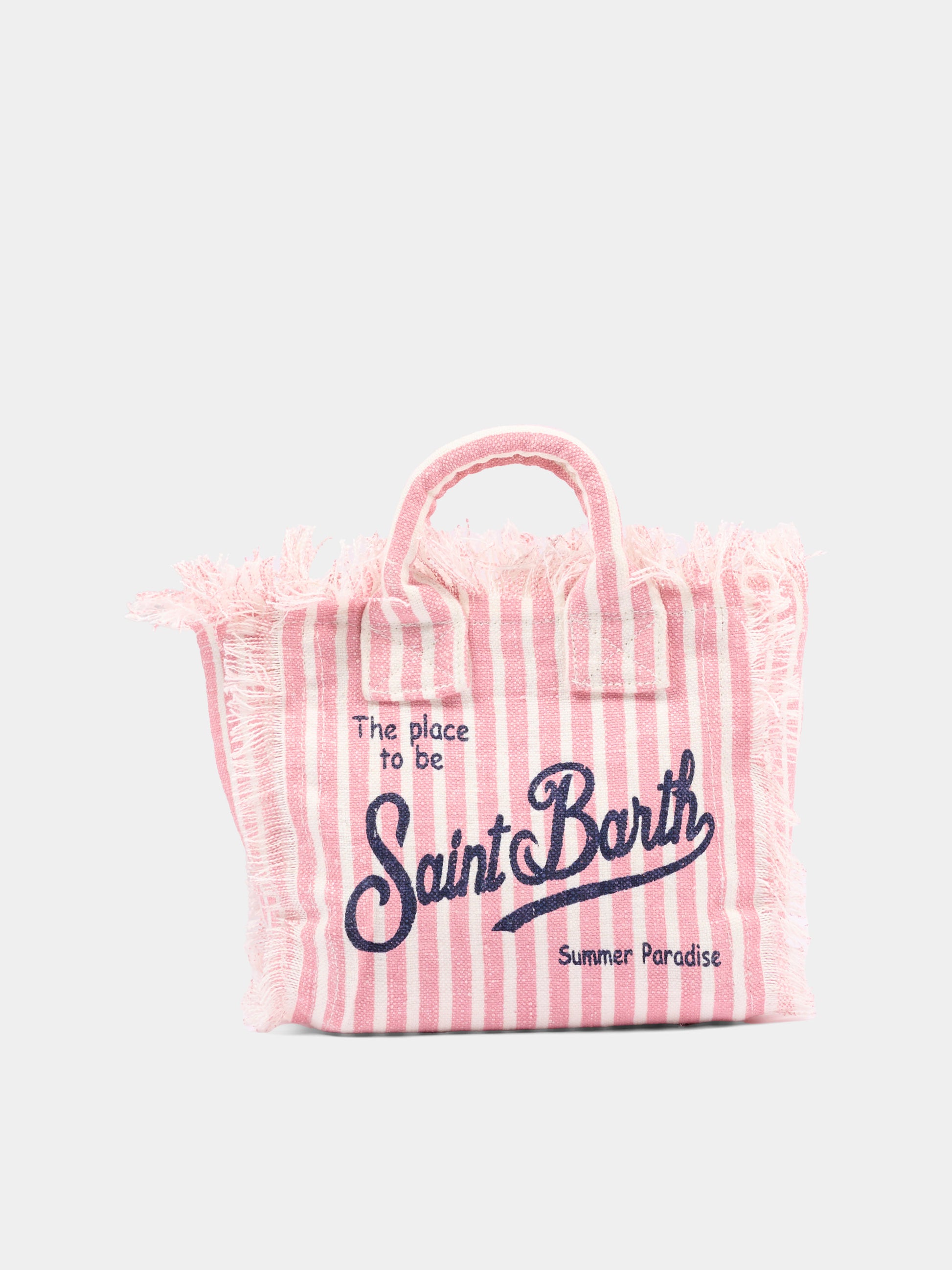 Borsa rosa Vanity Mini Linen per bambina a righe,Mc2 Saint Barth,VAMI008 00397L