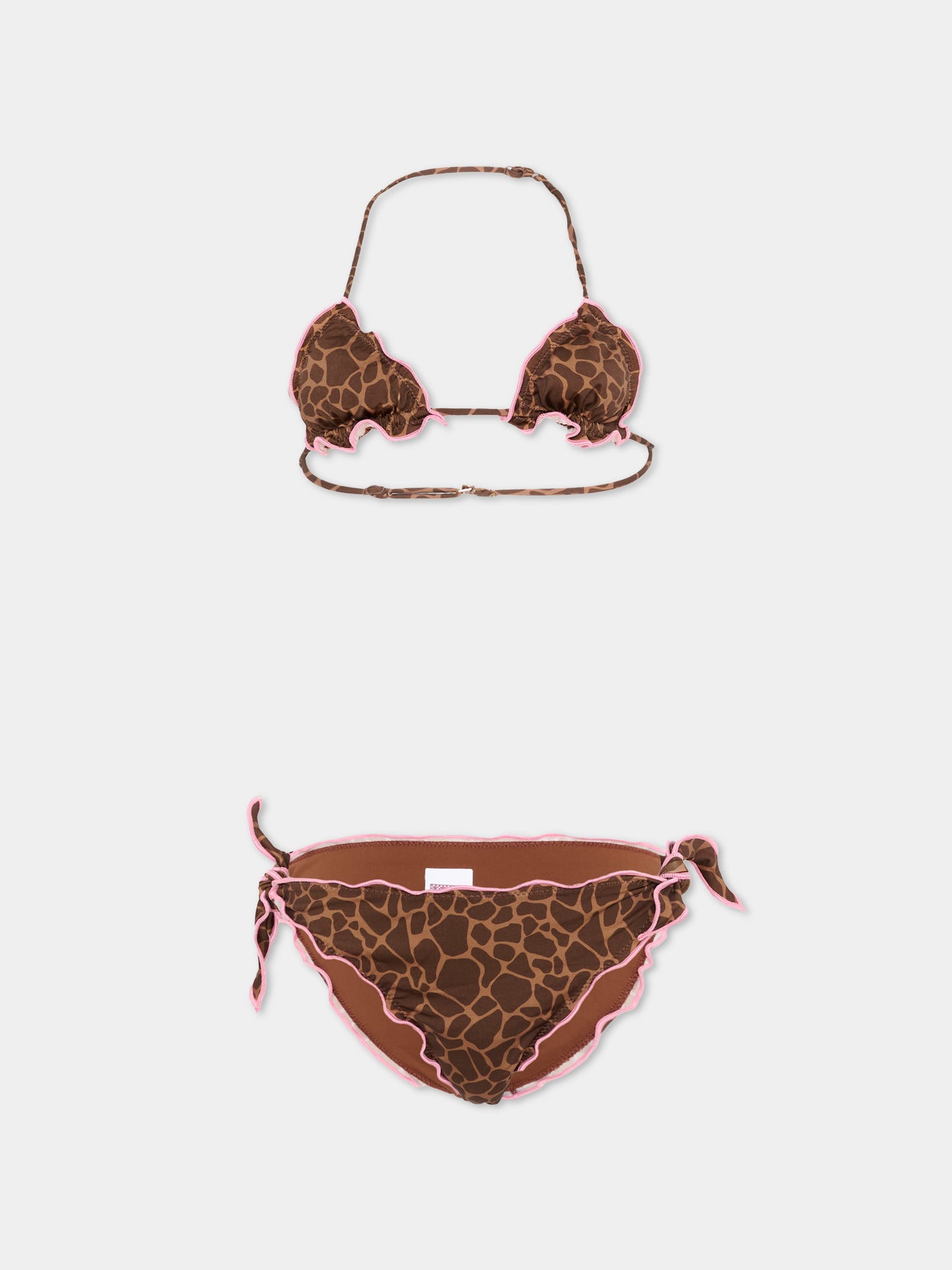 Slip e bikini marrone animalier per bambina,Mc2 Saint Barth,CRIS001 00900L