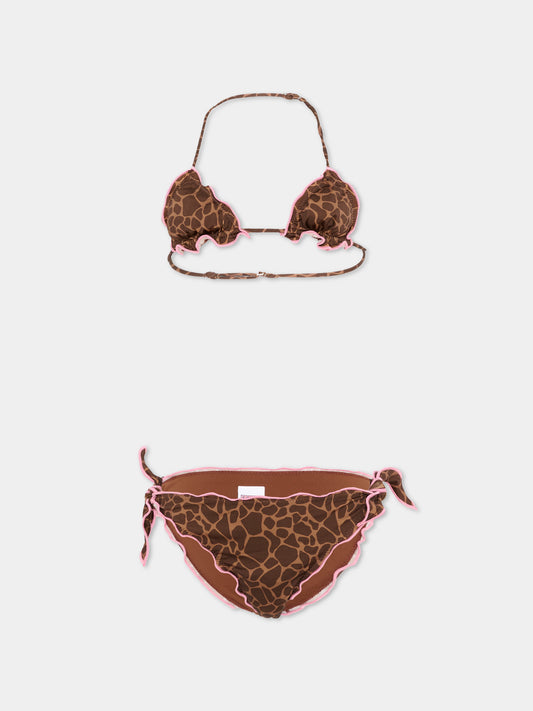 Slip e bikini marrone animalier per bambina,Mc2 Saint Barth,CRIS001 00900L