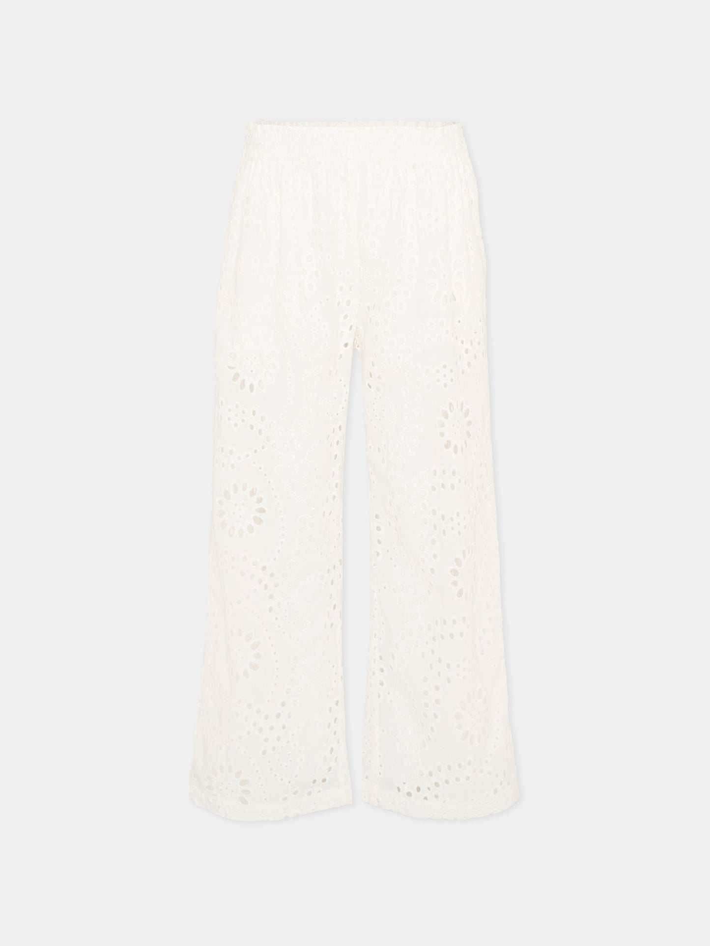 Pantaloni casual bianco in pizzo Sangallo per bambina,Mc2 Saint Barth,PAE001 01444L