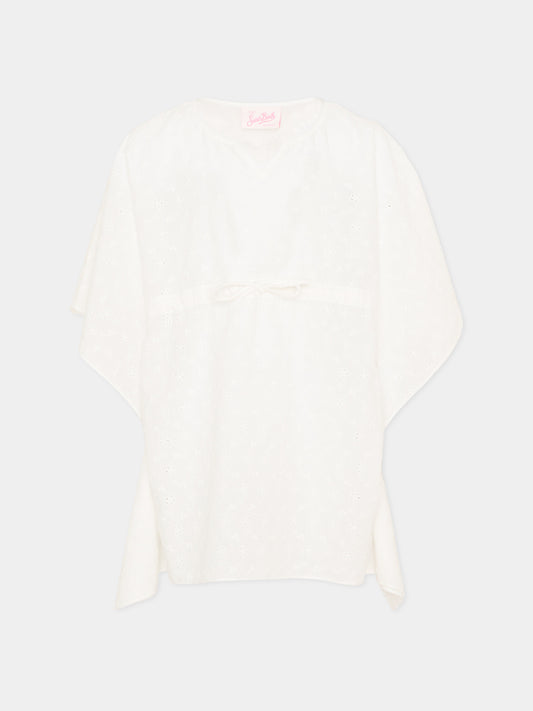 Copricostume bianco in pizzo Sangallo per bambina,Mc2 Saint Barth,KAT0001 03052L