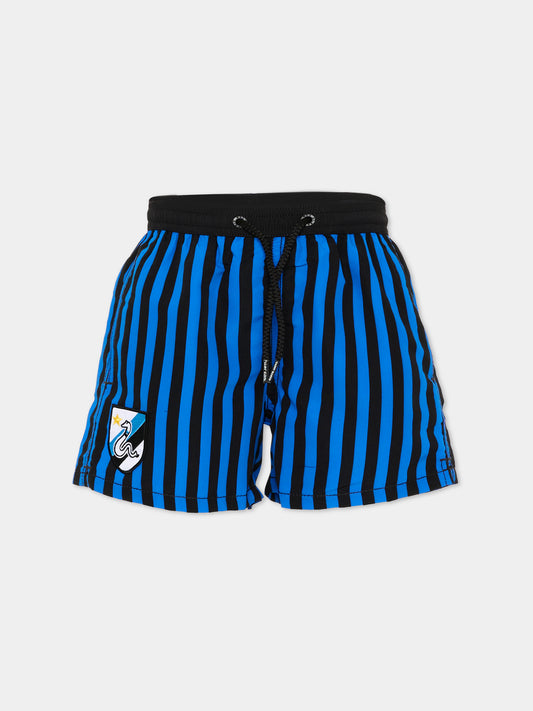 Boxer mare blu Jean per bambino a righe,Mc2 Saint Barth,JEA0001 07457L