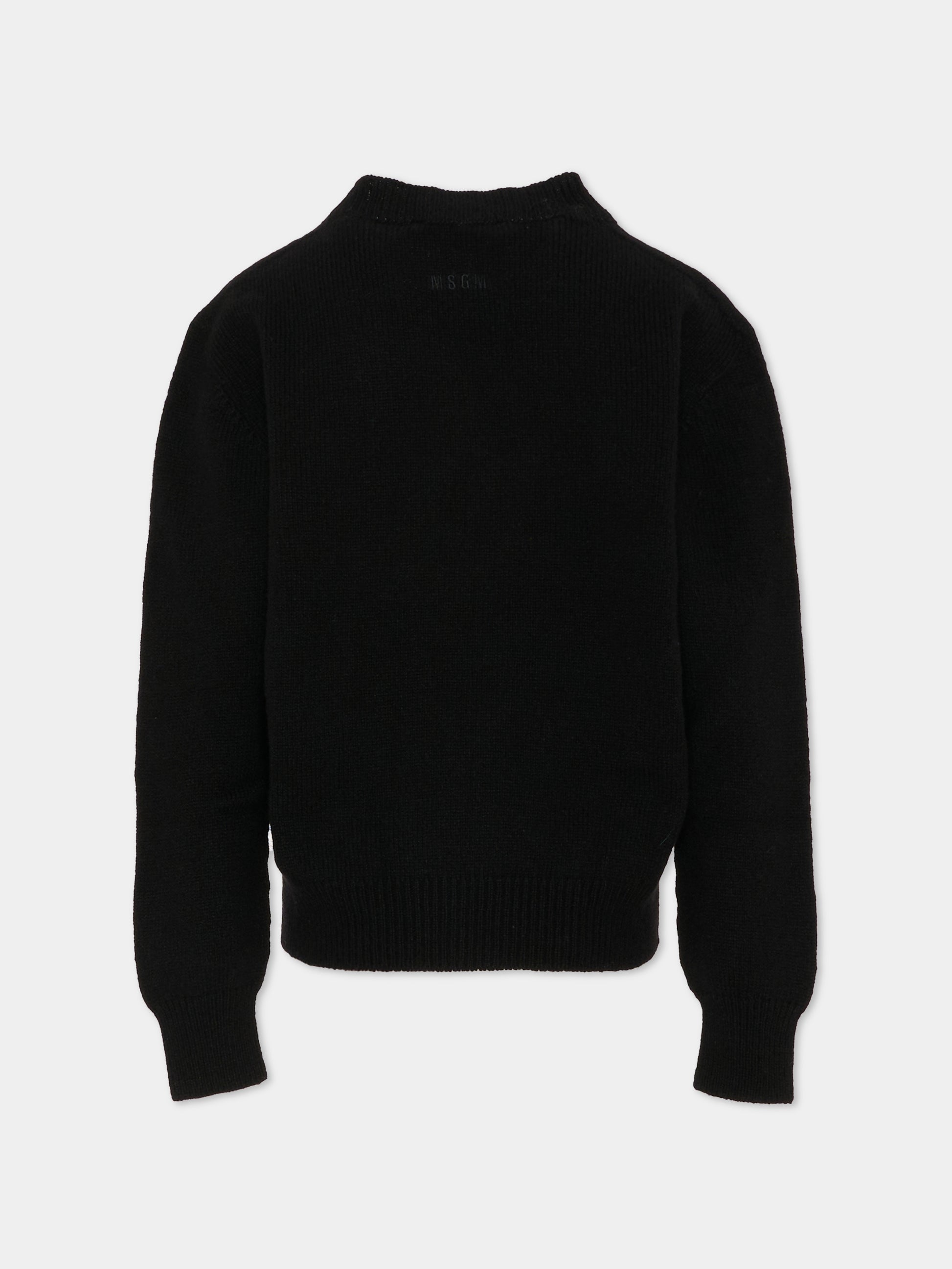 Maglione nero per bambino con lettera,Msgm Kids,F5MSJBJP236 110