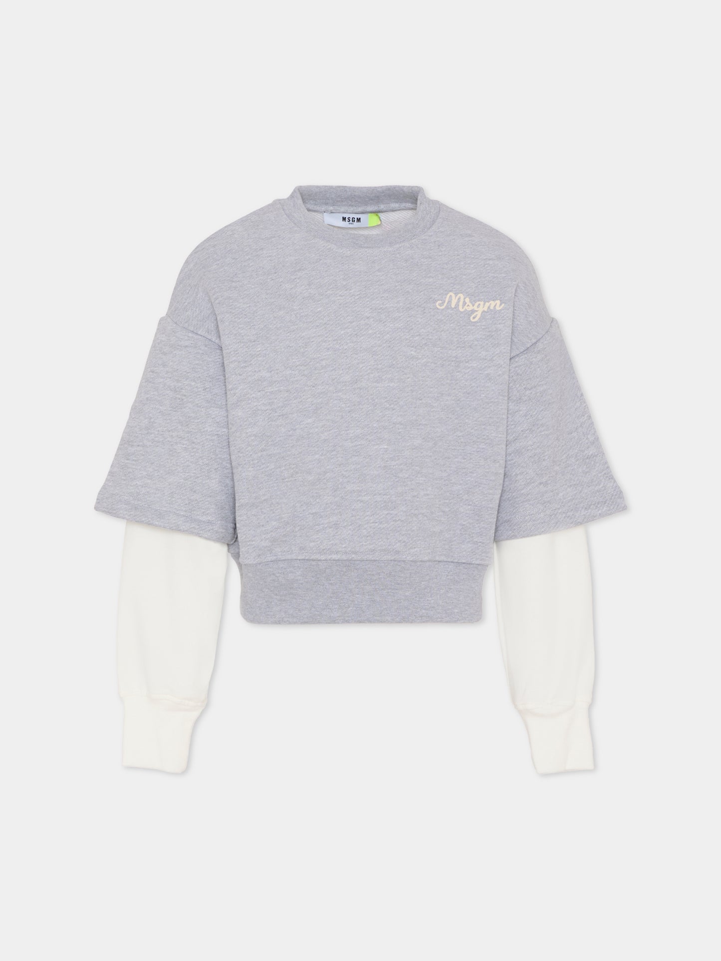 Felpa grigia per bambino con logo,Msgm Kids,F5MSJBSW258 107