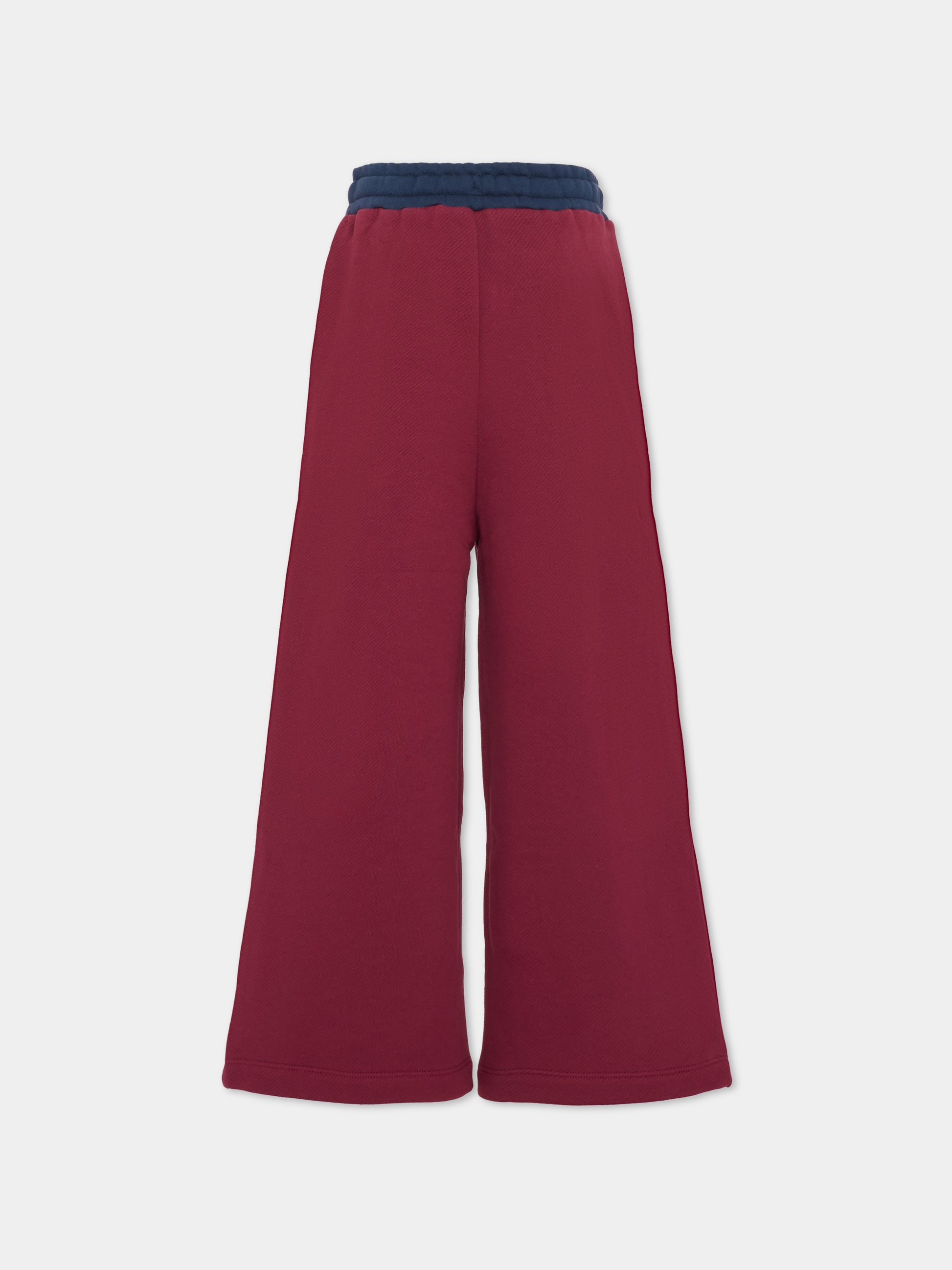 Pantaloni bordeaux per bambina con logo,Msgm Kids,F5MSJGFP128 MS034