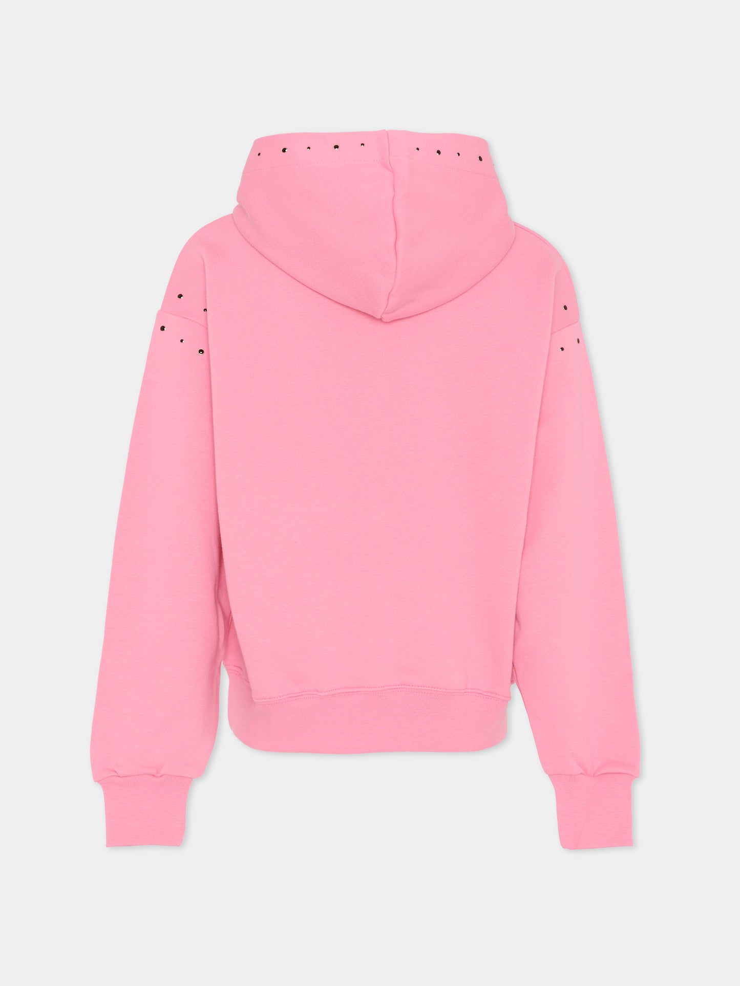 Felpa rosa per bambina con borchie,Msgm Kids,F5MSJGHS147 MS038