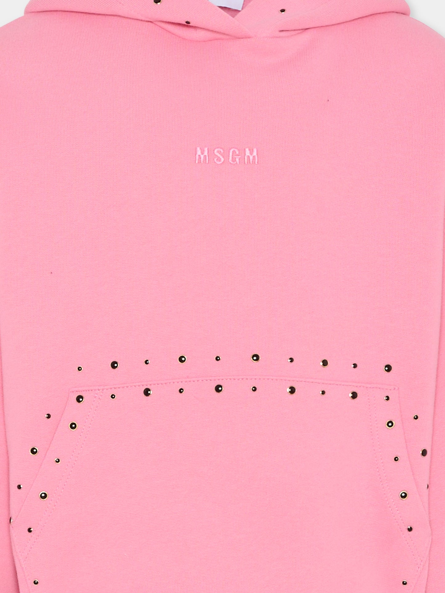 Felpa rosa per bambina con borchie,Msgm Kids,F5MSJGHS147 MS038