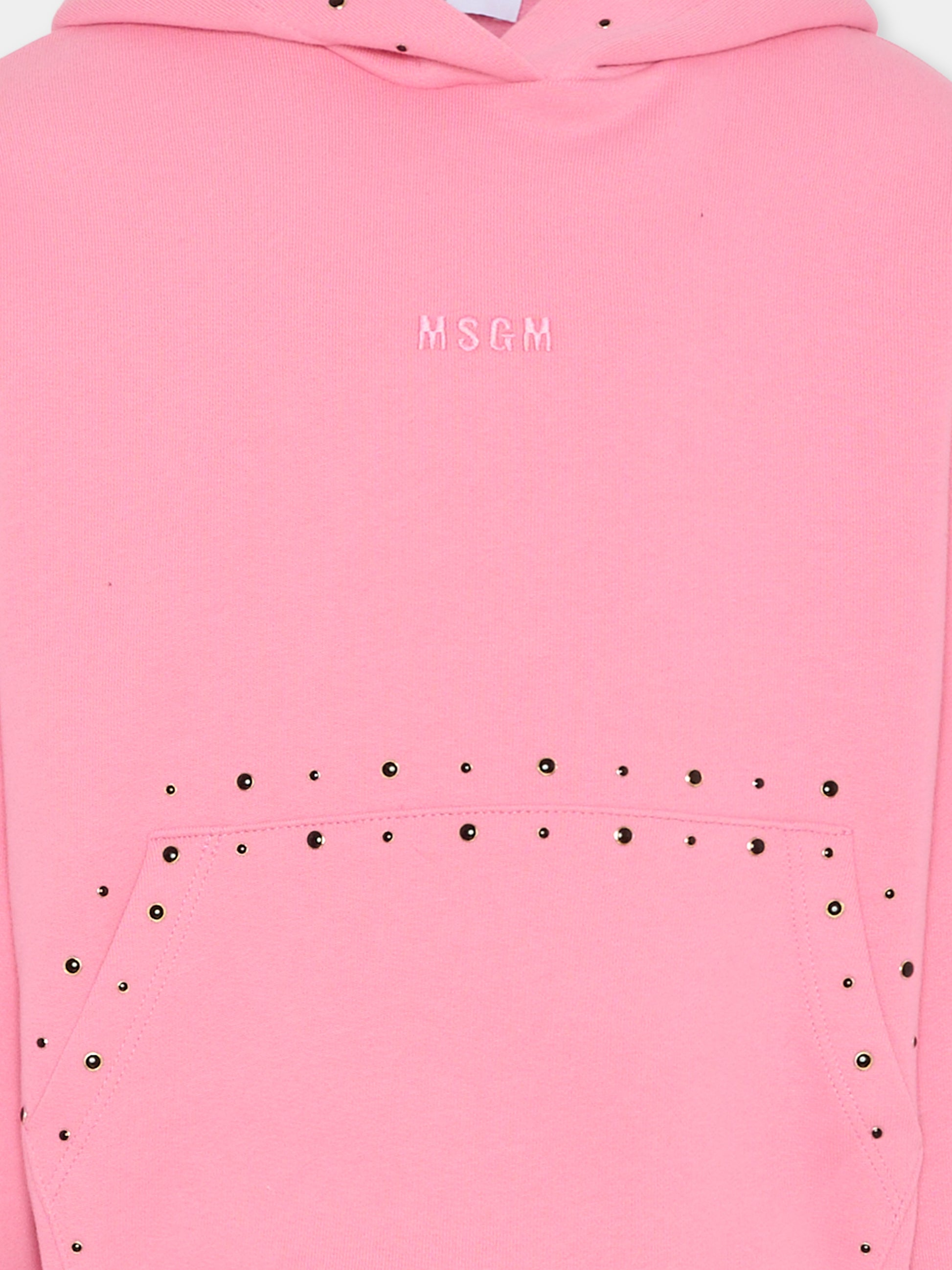 Felpa rosa per bambina con borchie,Msgm Kids,F5MSJGHS147 MS038