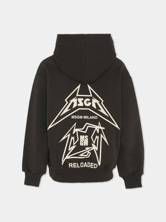 Felpa nera per bambina con logo,Msgm Kids,F5MSJGHS152 MS040