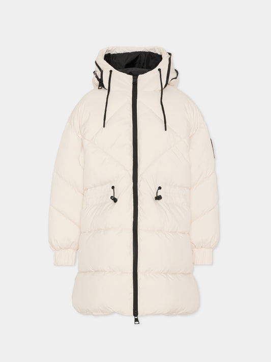 Piumino avorio per bambina con logo,Msgm Kids,F5MSJGPF005 013