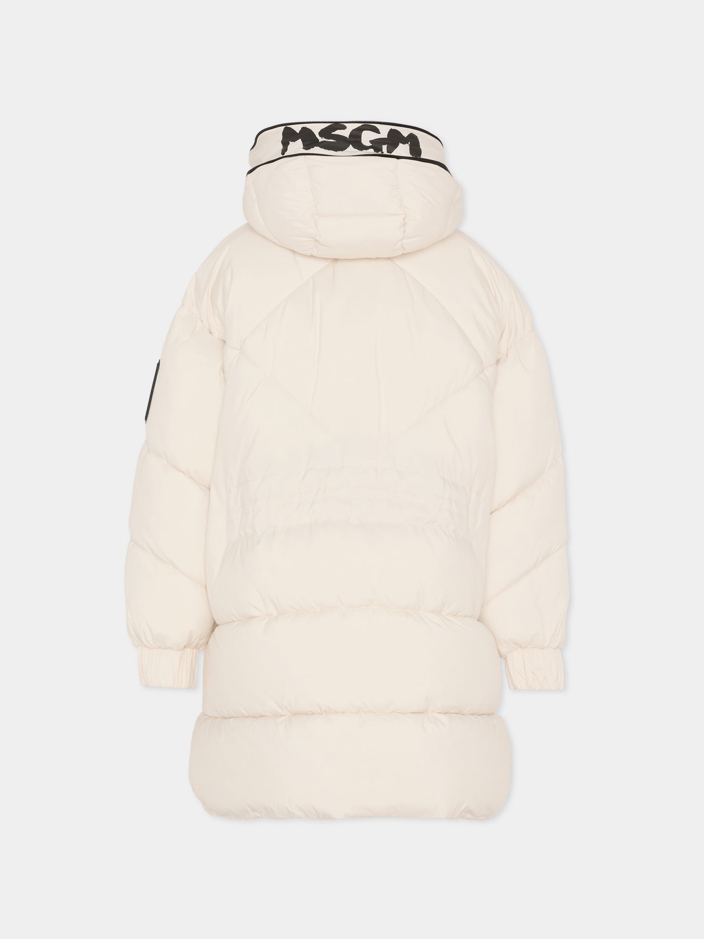 Piumino avorio per bambina con logo,Msgm Kids,F5MSJGPF005 013