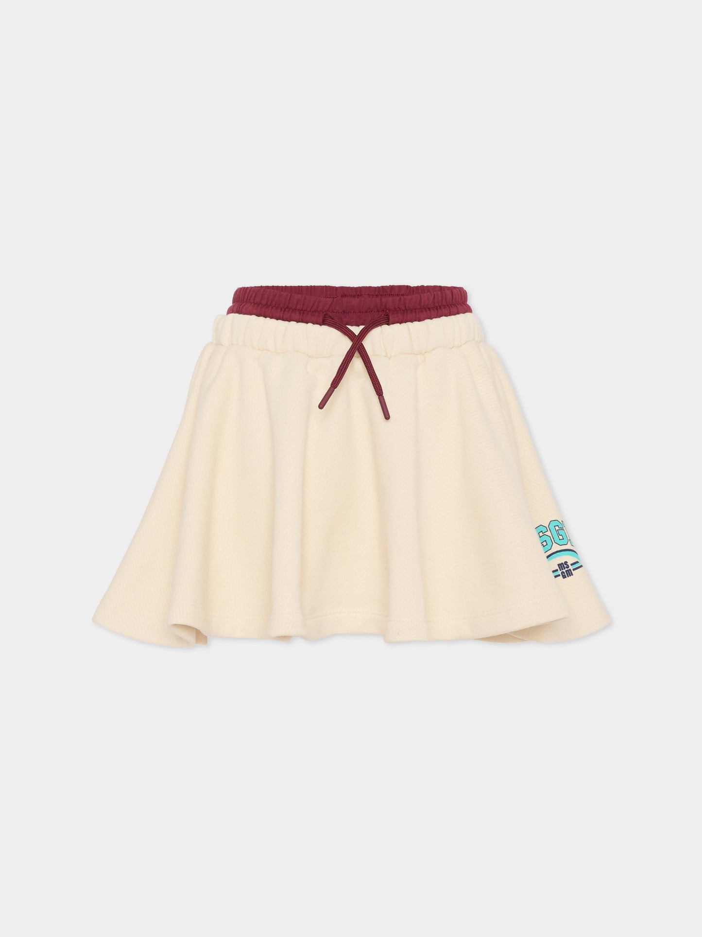 Gonna avorio per bambina con logo,Msgm Kids,F5MSJGST127 013