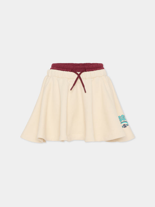 Gonna avorio per bambina con logo,Msgm Kids,F5MSJGST127 013