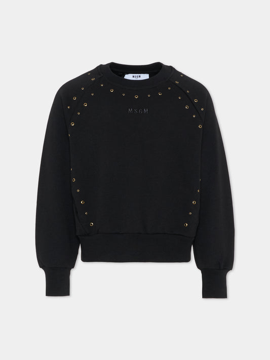 Felpa nera per bambina con borchie,Msgm Kids,F5MSJGSW148 110