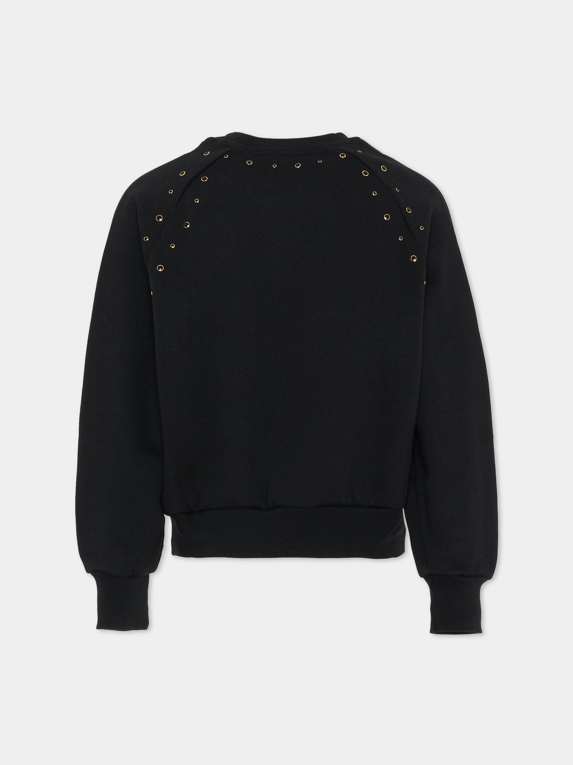 Felpa nera per bambina con borchie,Msgm Kids,F5MSJGSW148 110