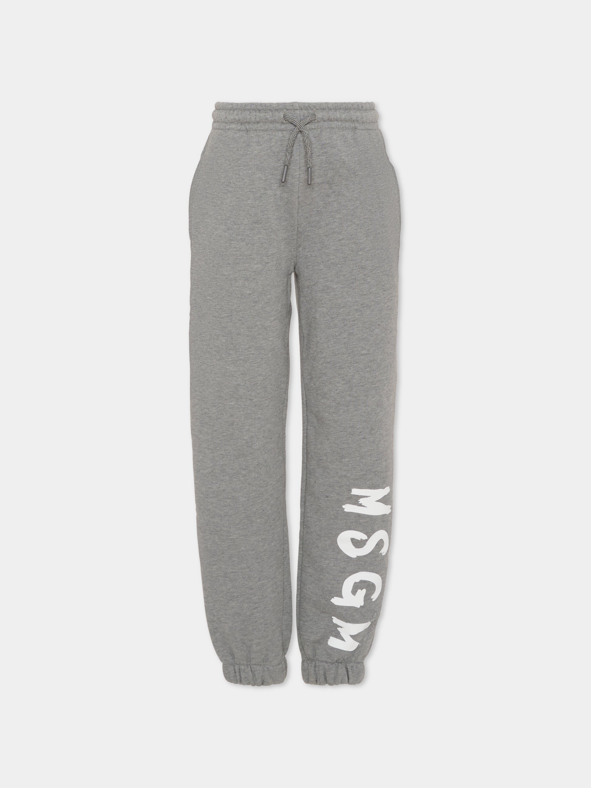 Pantaloni grigi per bambini con logo bianco,Msgm Kids,F5MSJUFP024 104