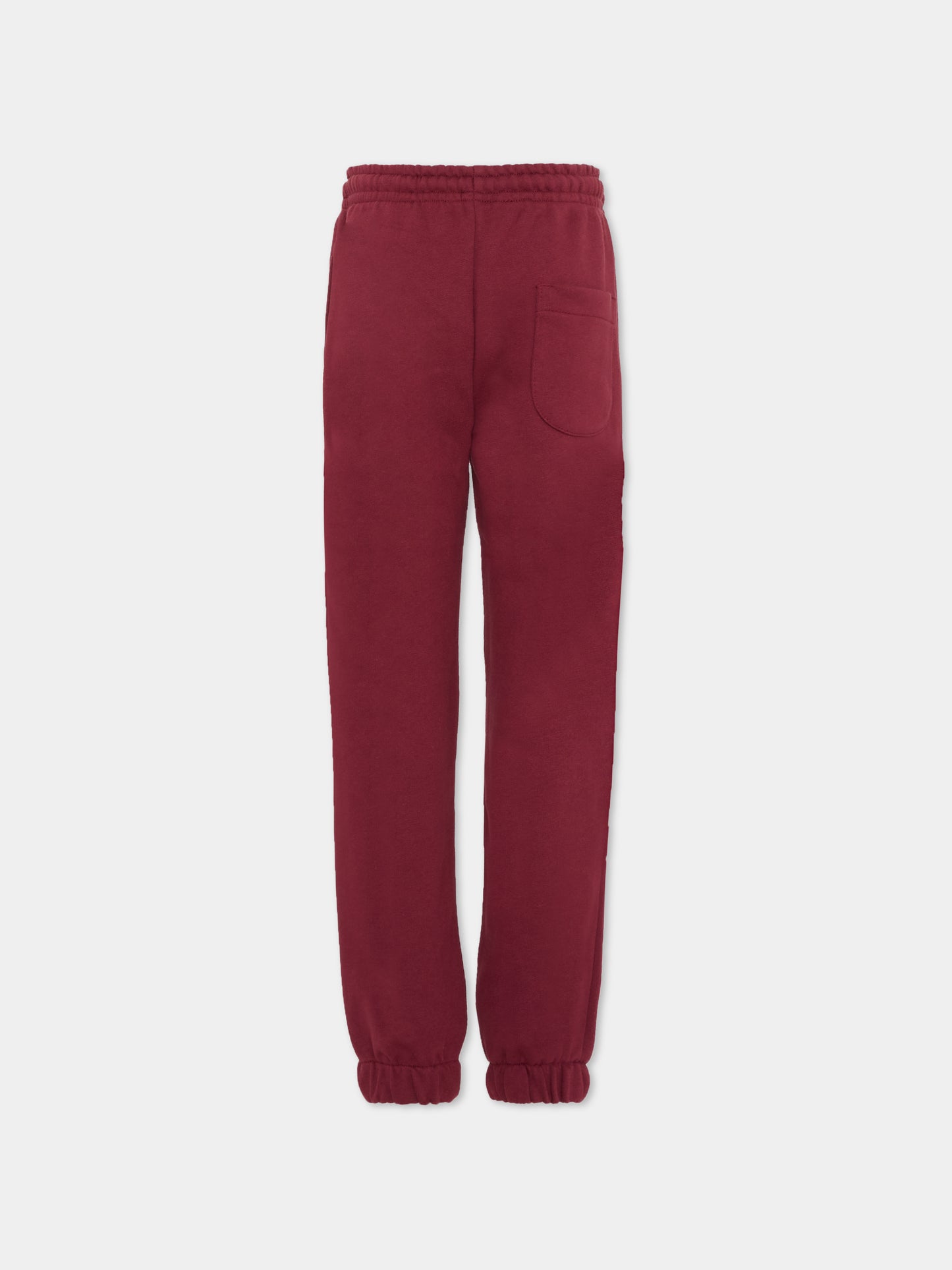 Pantaloni bordeaux per bambini con logo bianco,Msgm Kids,F5MSJUFP024 MS034