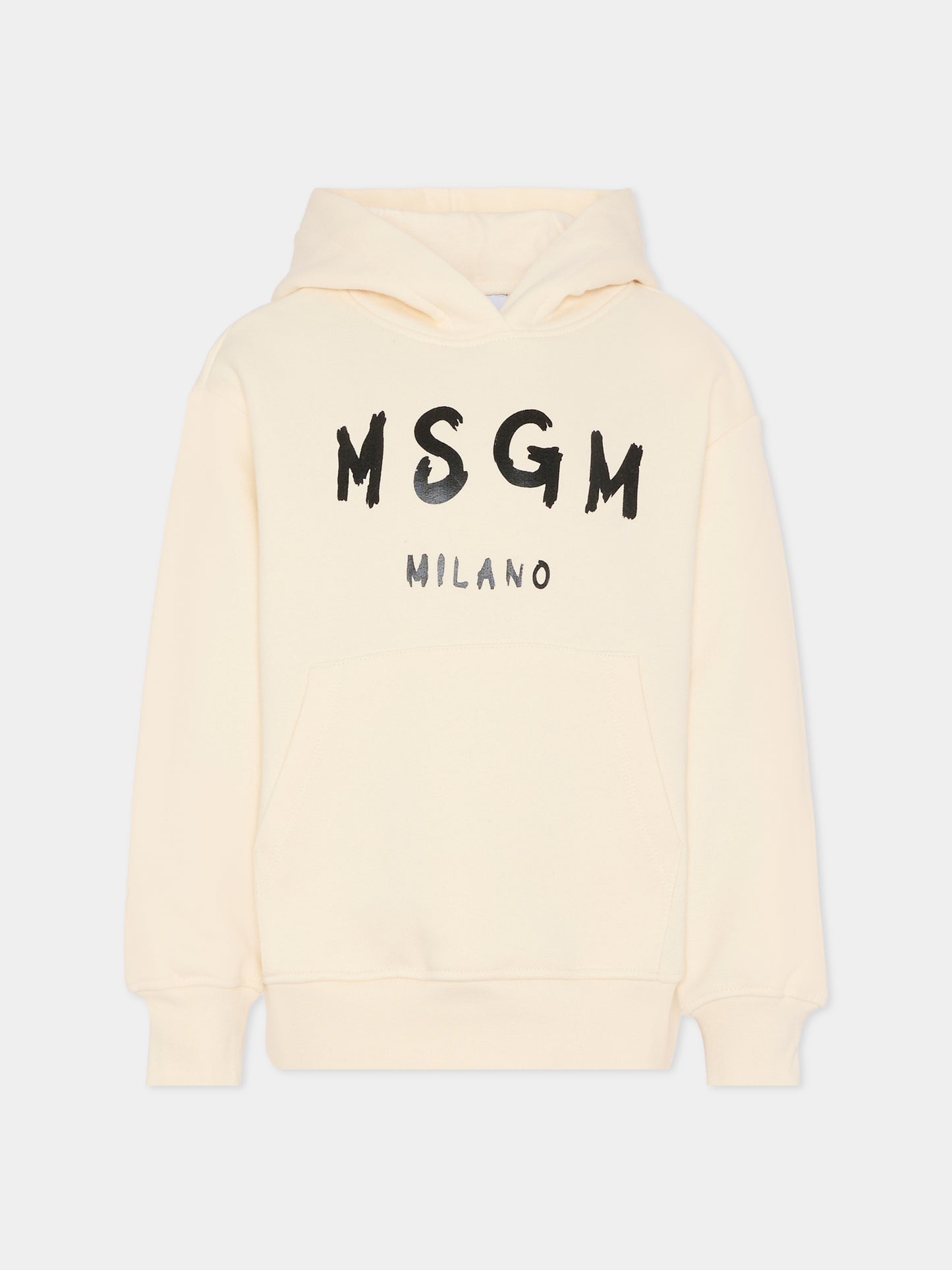 Felpa avorio per bambini con logo,Msgm Kids,F5MSJUHS019 013