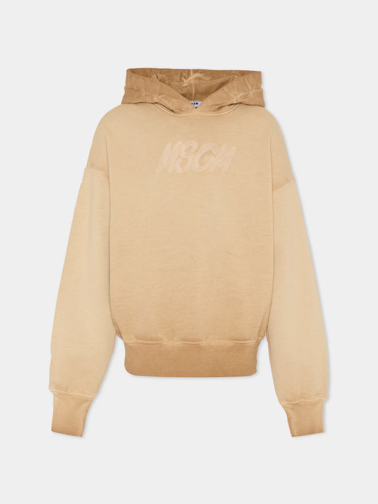 Felpa beige per bambini con logo,Msgm Kids,F5MSJUHS020 MS030