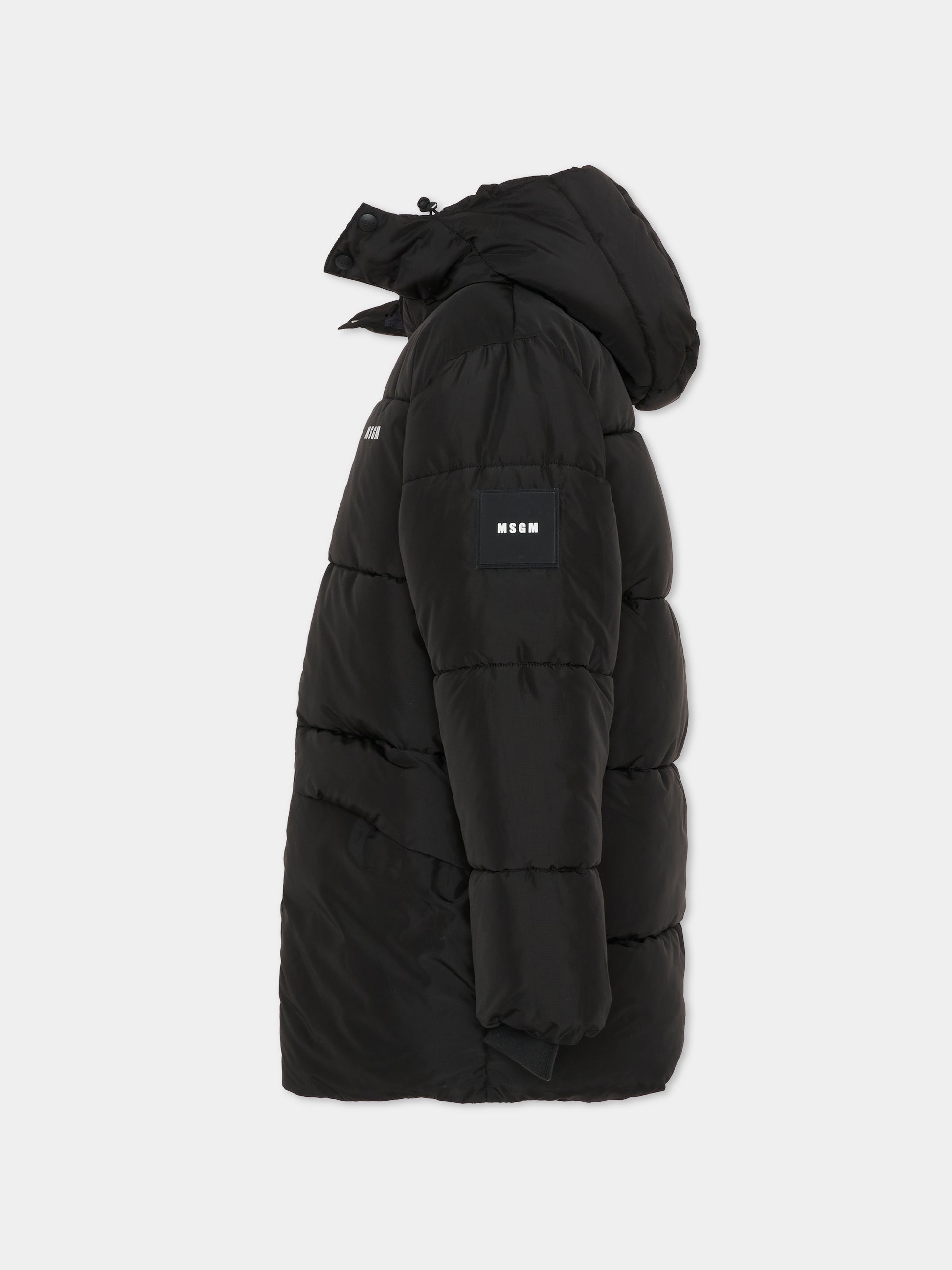 Piumino nero per bambini con logo,Msgm Kids,F5MSJUPF001 110