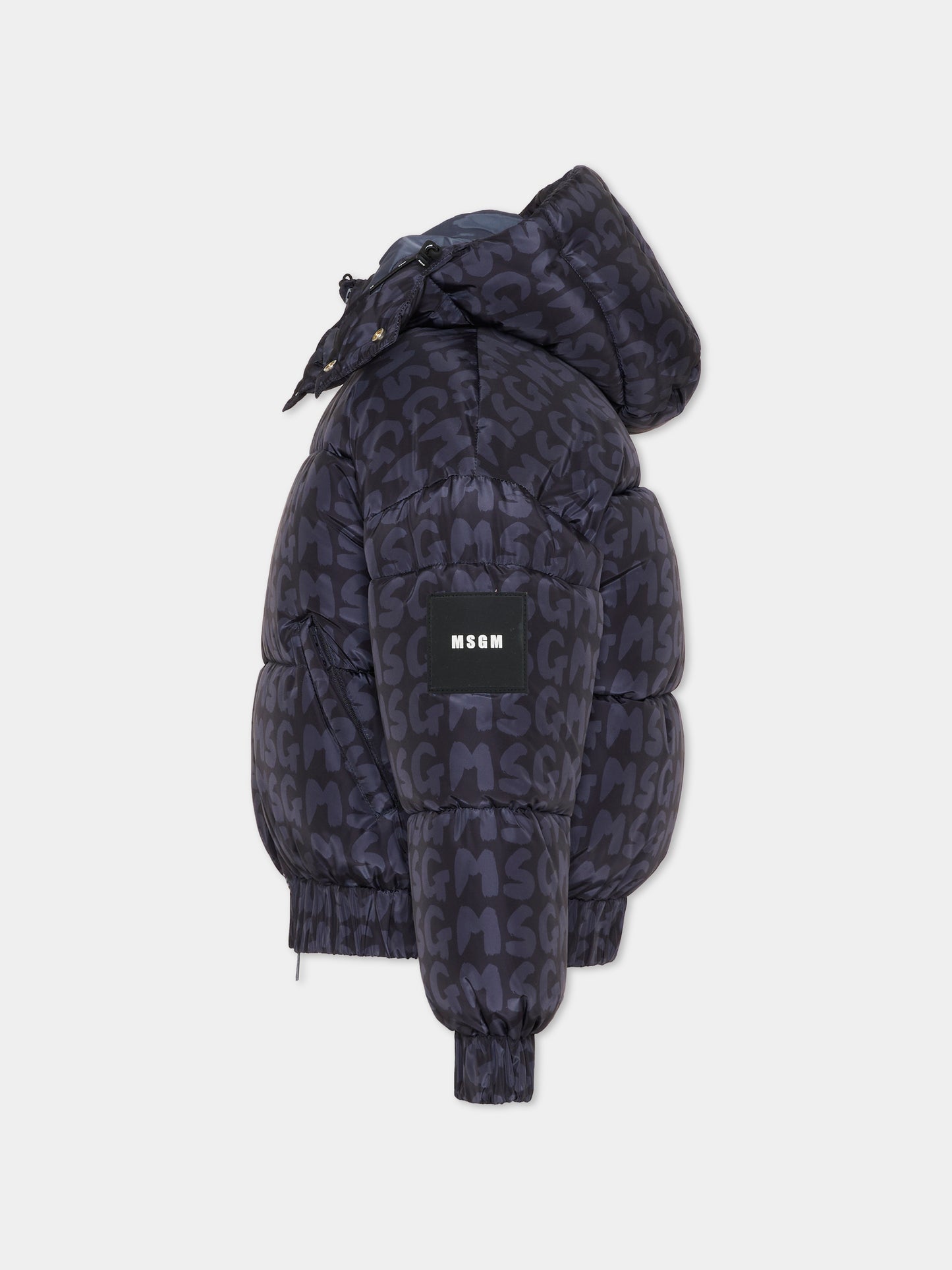 Piumino nero per bambini con logo,Msgm Kids,F5MSJUPF004 110