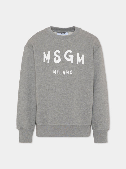 Felpa grigia per bambini con logo,Msgm Kids,F5MSJUSW018 104