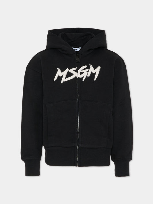 Felpa nera per bambini con logo,Msgm Kids,F5MSJUZH048 110/38