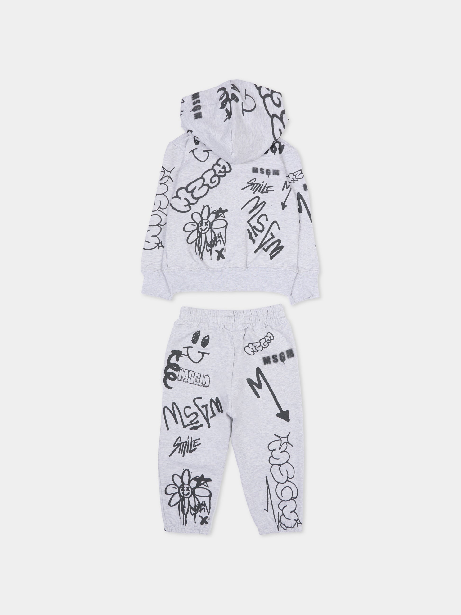 Completo grigio per neonato con stampa graffiti,Msgm Kids,F5MSNBSF295 107