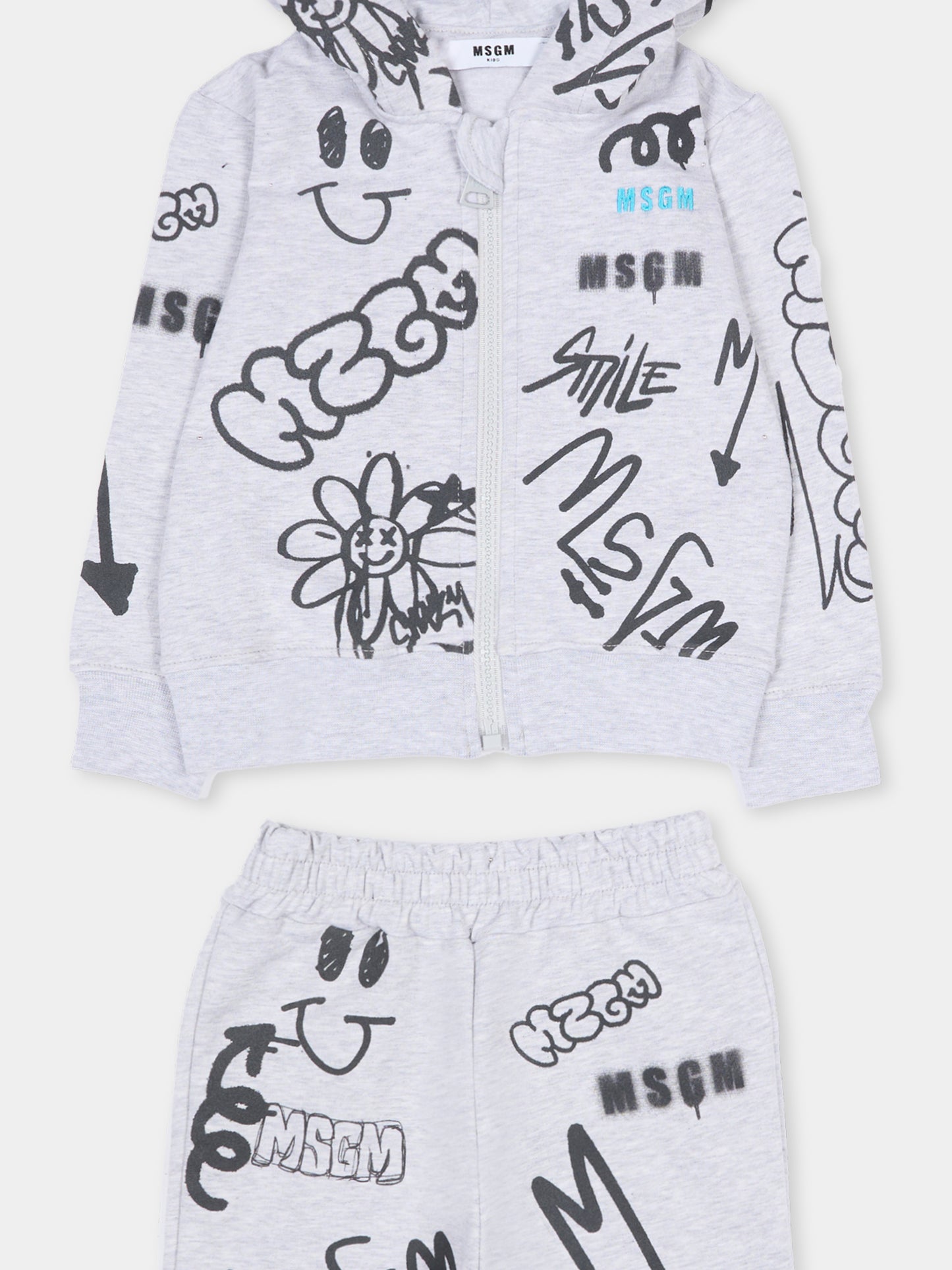 Completo grigio per neonato con stampa graffiti,Msgm Kids,F5MSNBSF295 107
