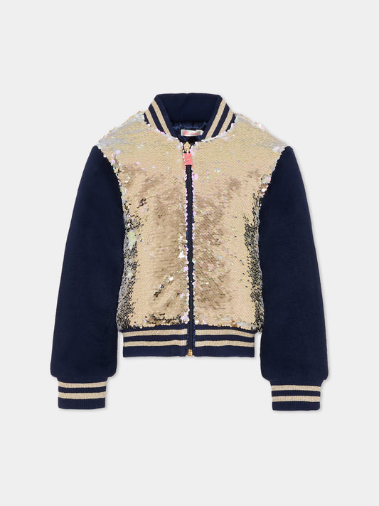 Bomber oro per bambina con paillettes,Billieblush,U20429 Z98