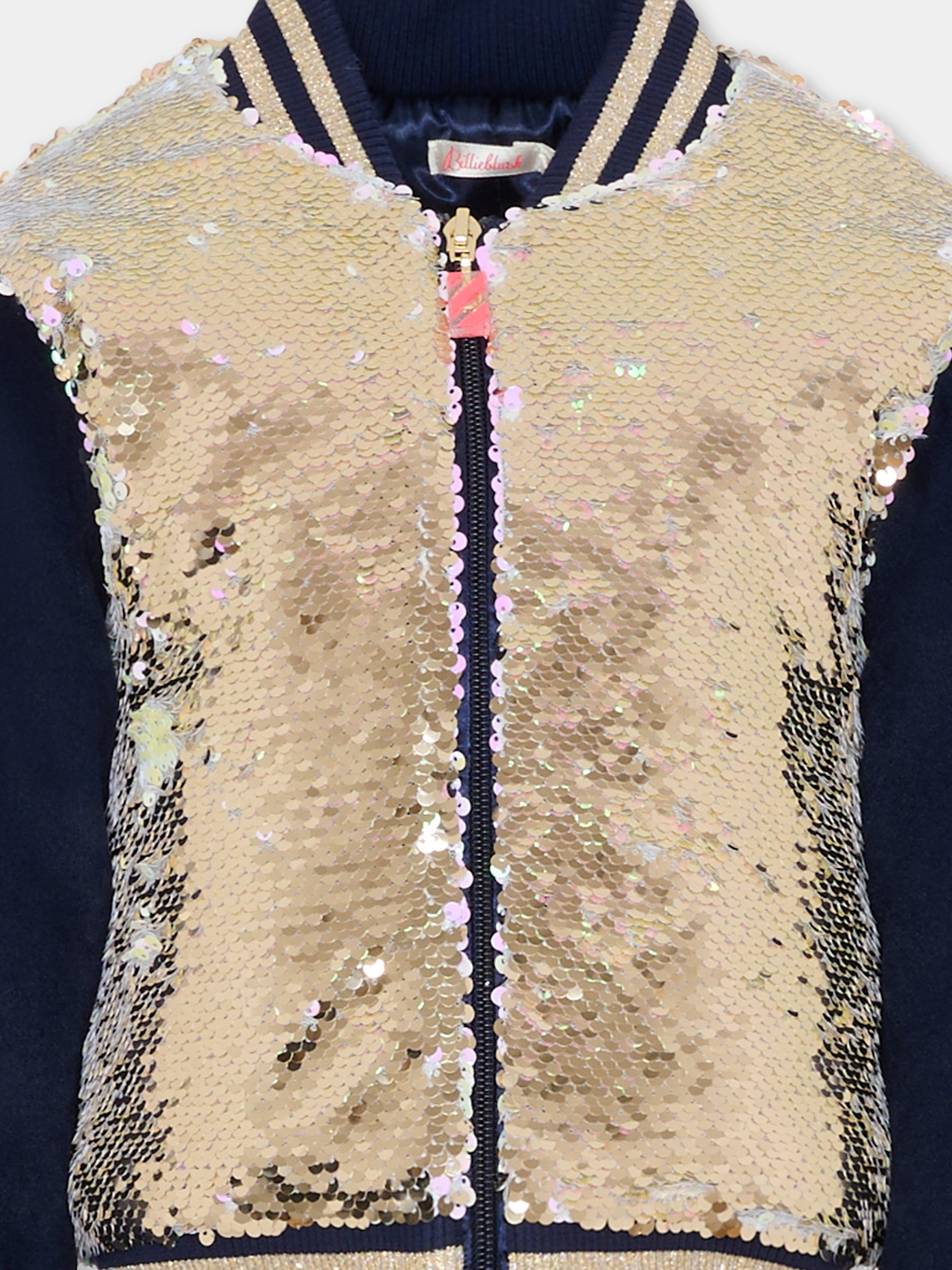 Bomber oro per bambina con paillettes,Billieblush,U20429 Z98