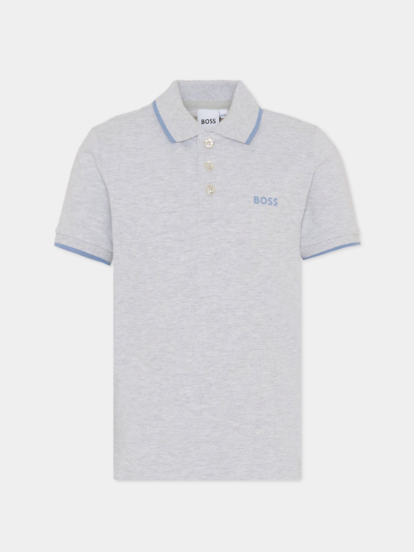 Polo grigia per bambino con logo,Boss,J51163 A32