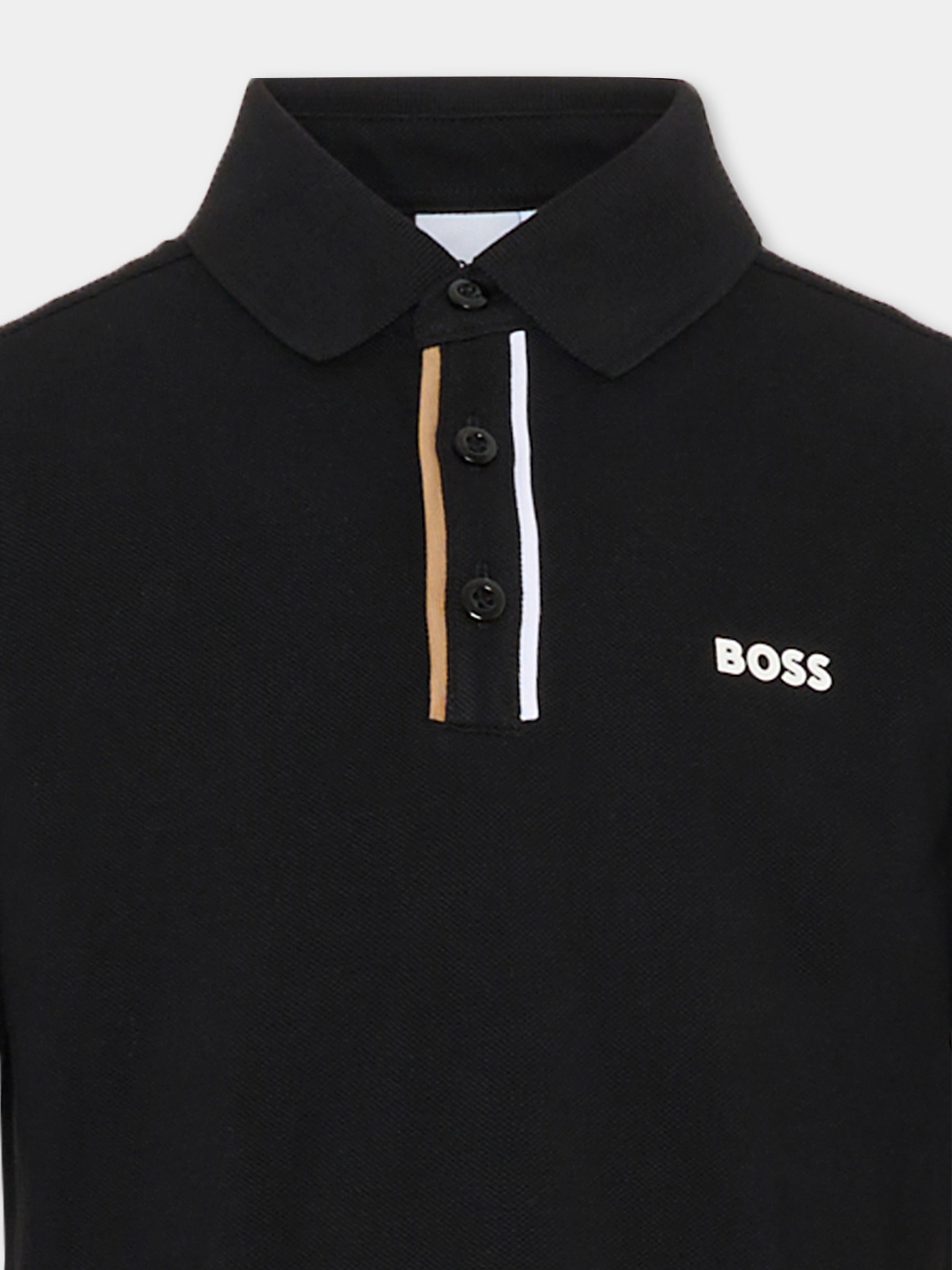 Polo nera per bambino con logo,Boss,J51175 09B