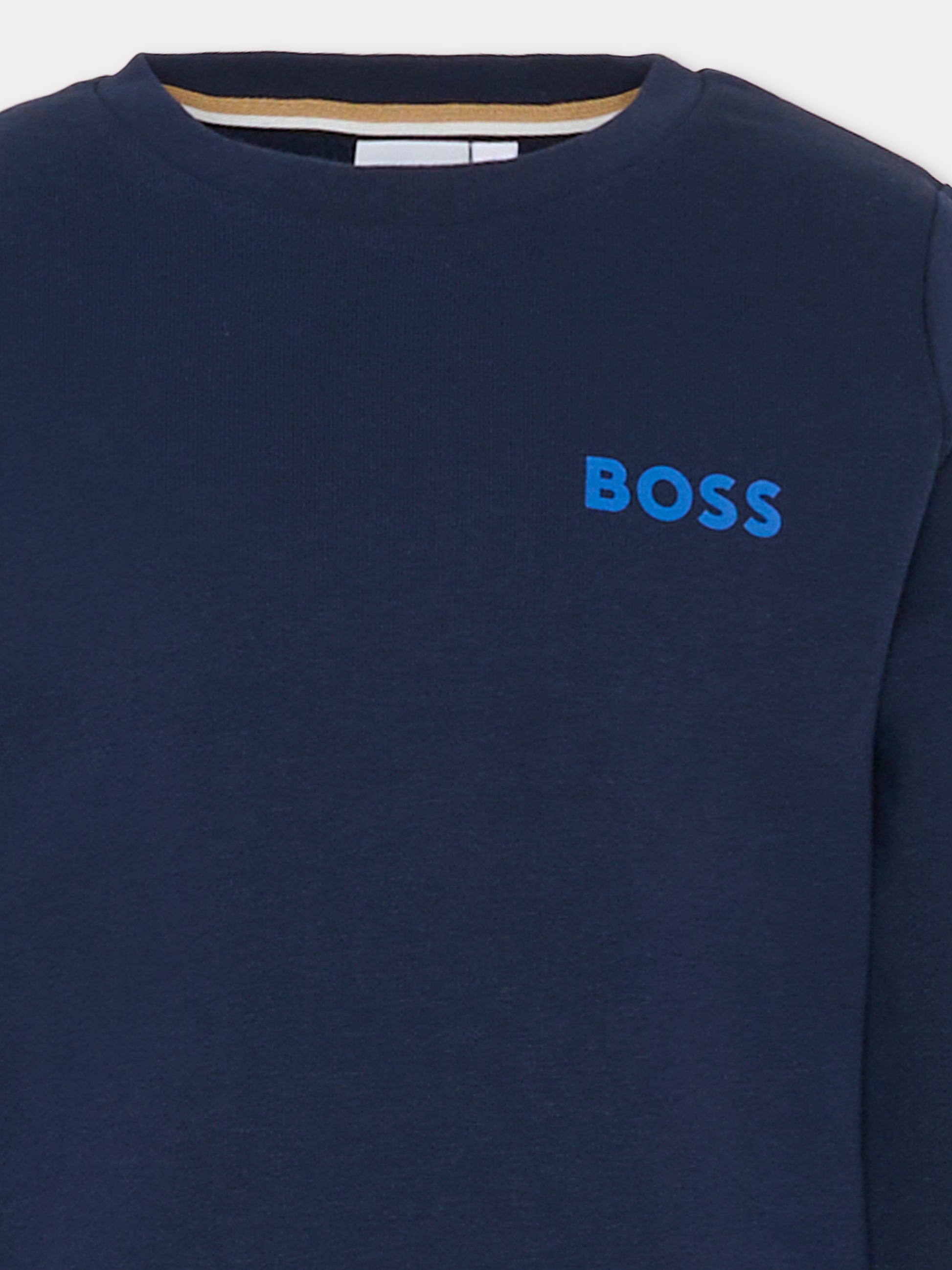 Felpa blu per bambino con logo,Boss,J51190 849