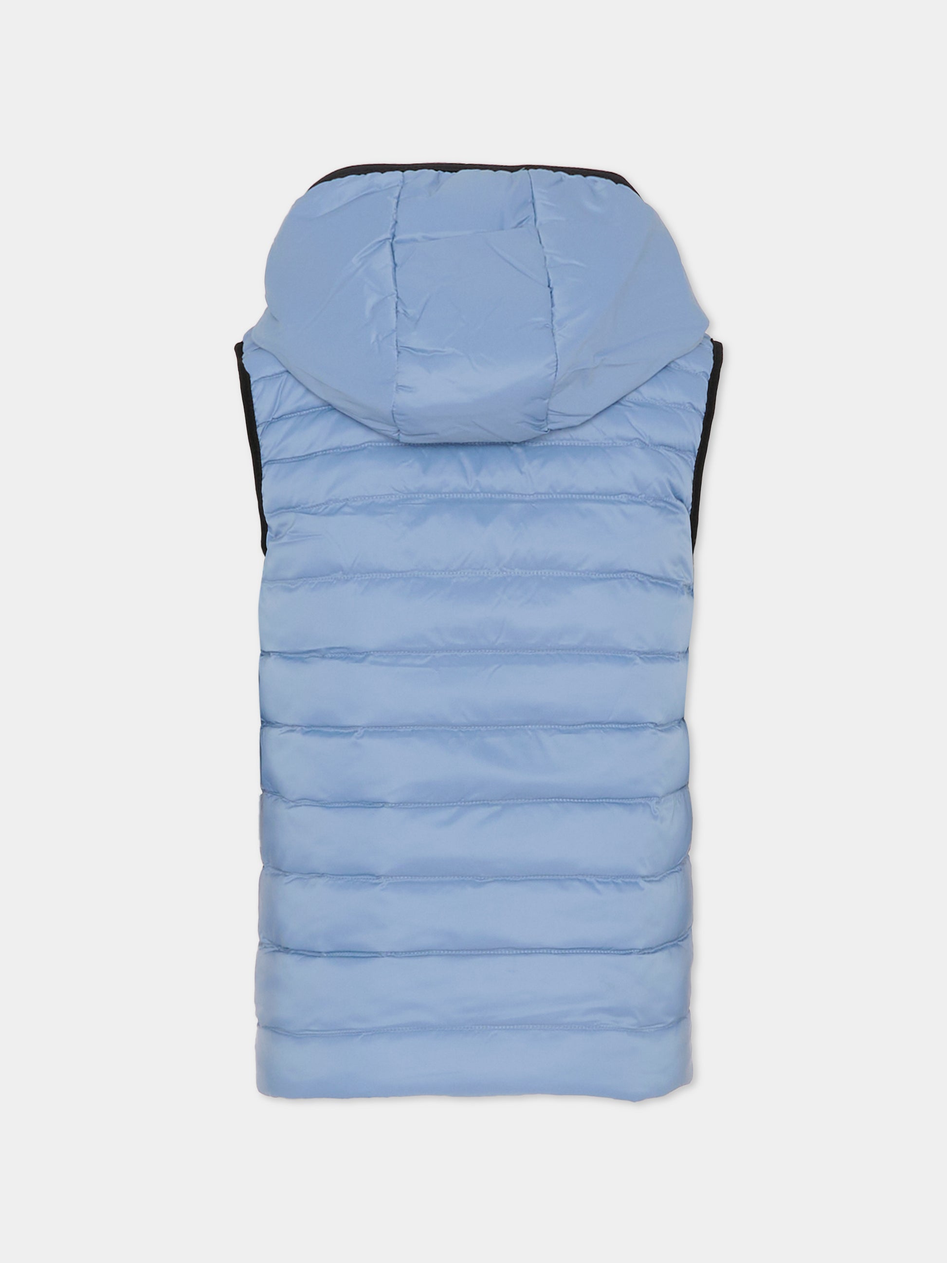 Gilet reversibile celeste per bambino con logo,Boss,J51234 049