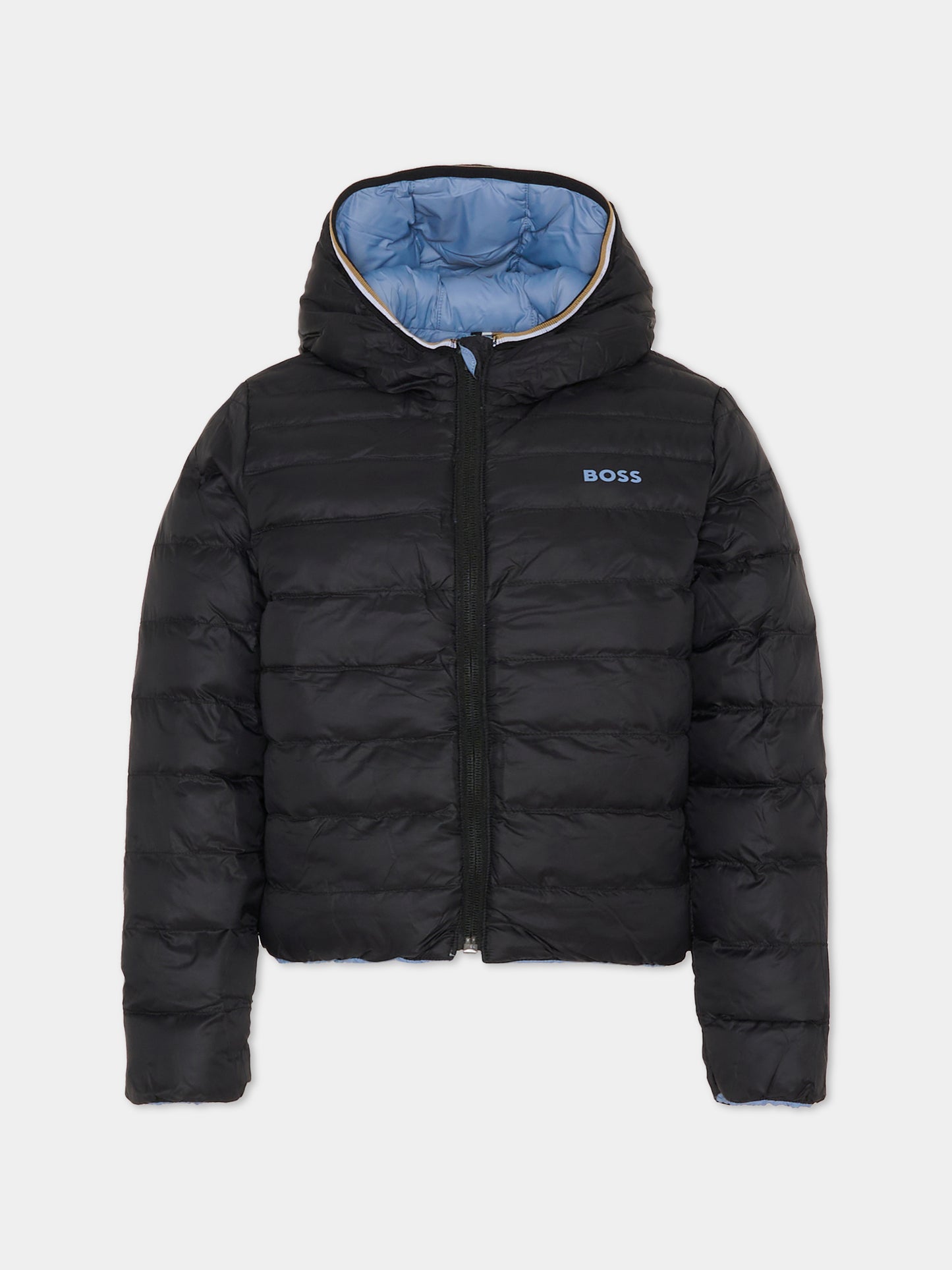 Piumino blu reversibile per bambino con logo,Boss,J51235 049