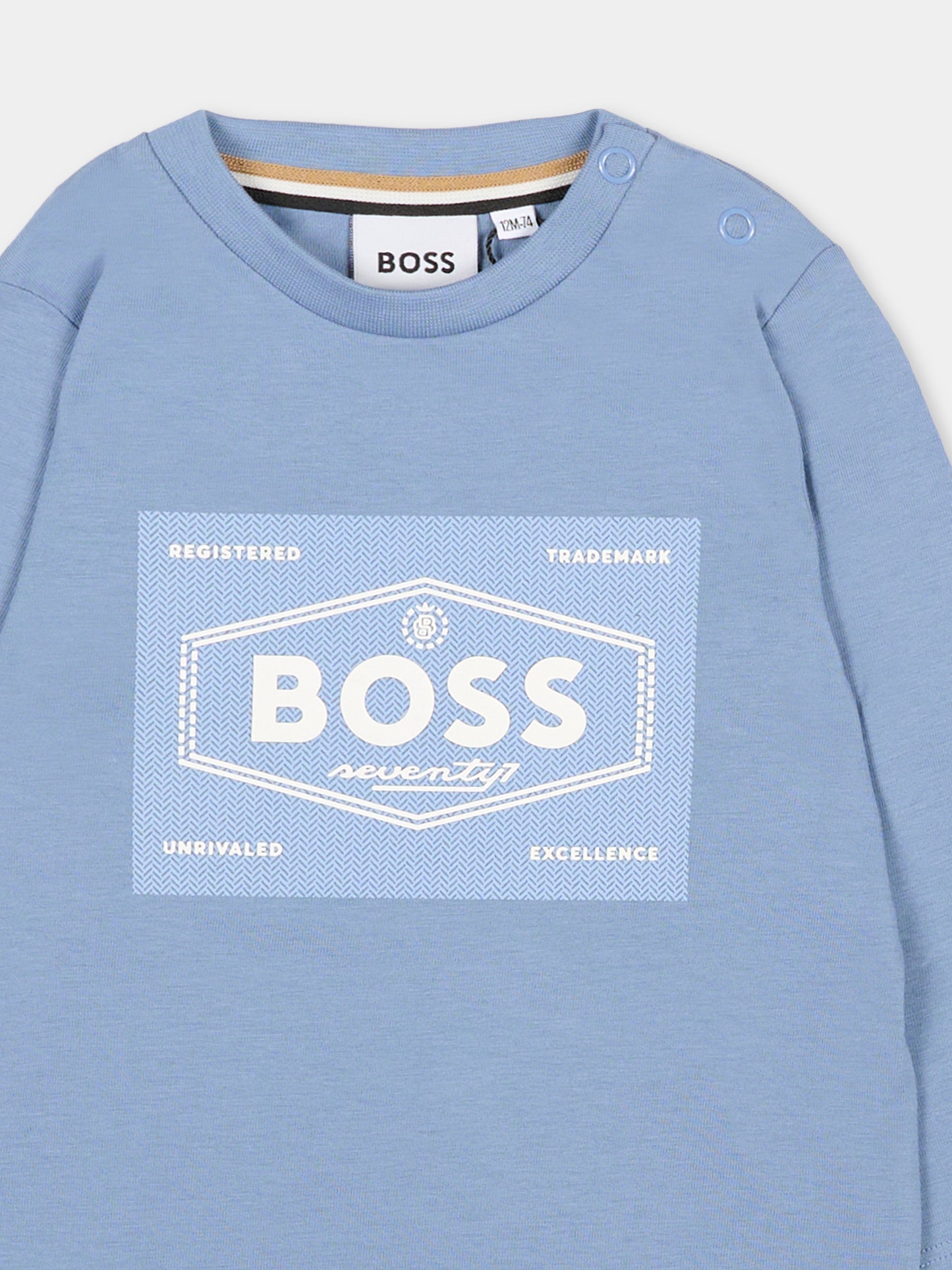 T-shirt celeste per neonato con logo,Boss,J51290 049