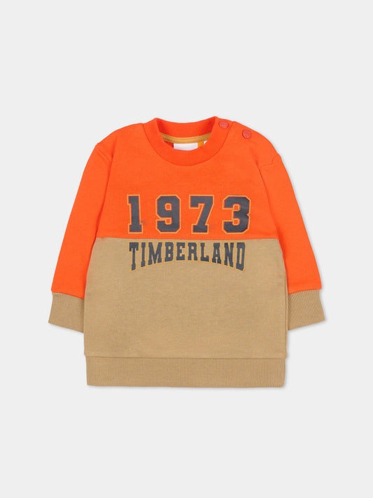 Felpa rossa per neonato con logo,Timberland,T60257 98G