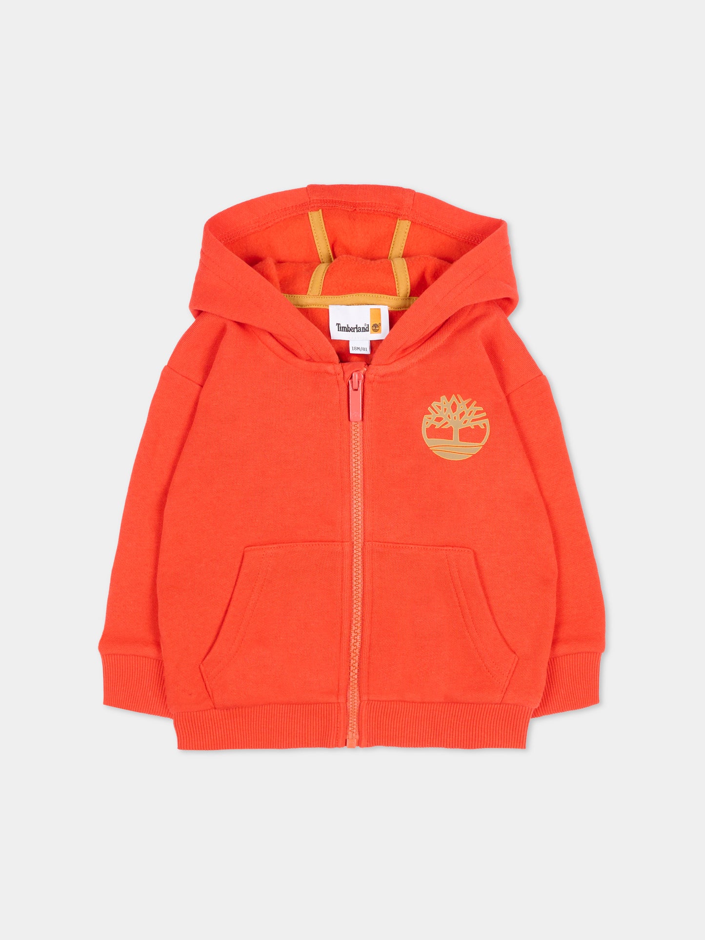 Felpa rossa per neonato con logo,Timberland,T60262 98G