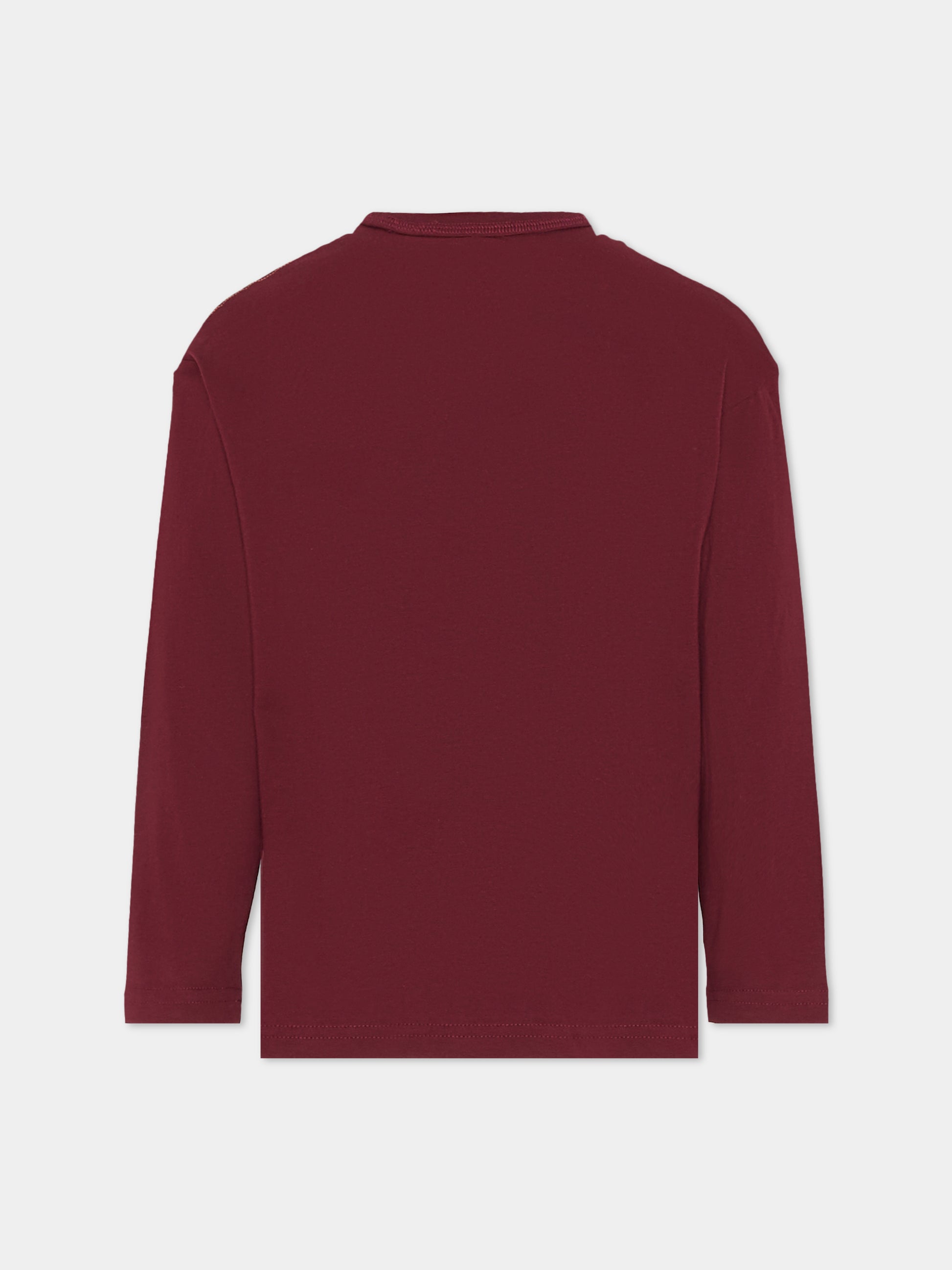 T-shirt bordeaux per bambino con logo,Timberland,T60302 95A