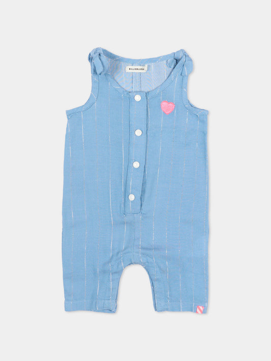 Combinaison bleue à rayures lurex pour bébé fille