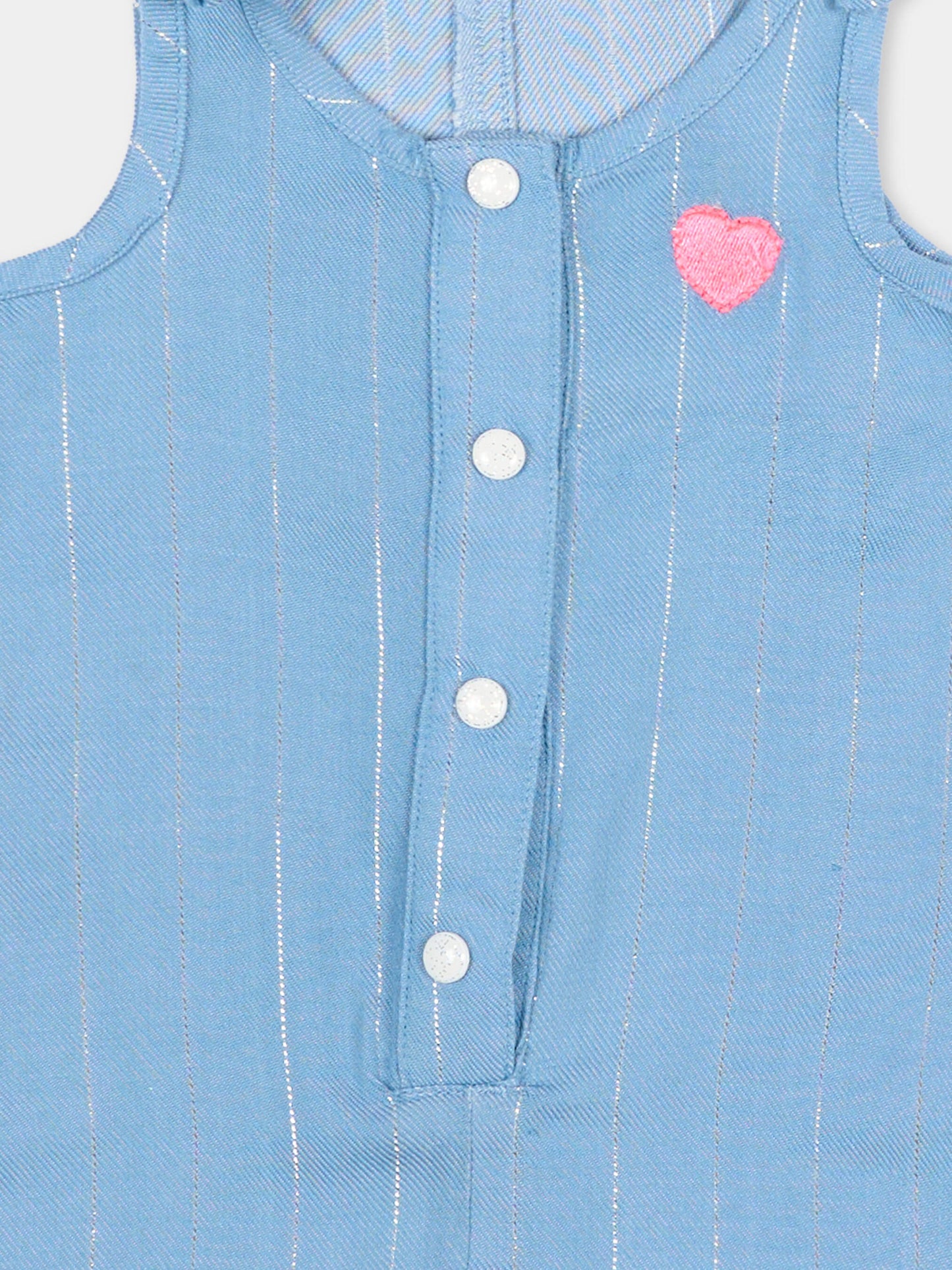 Combinaison bleue à rayures lurex pour bébé fille