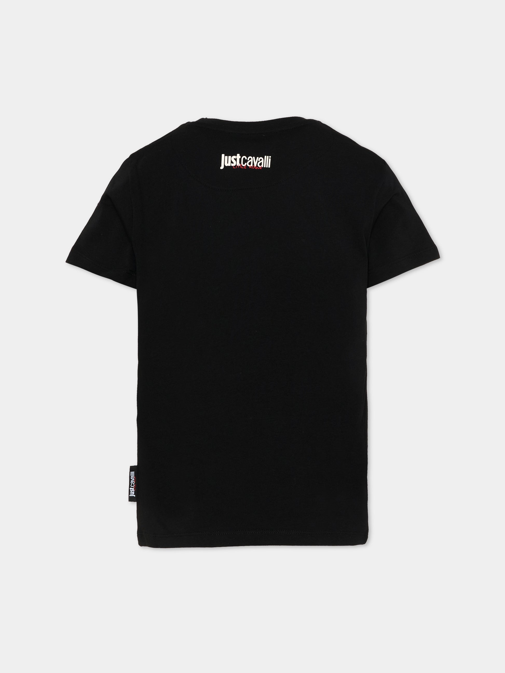 T-shirt nera per bambino con logo,Just Cavalli Kids,JBP26014TS BLACK
