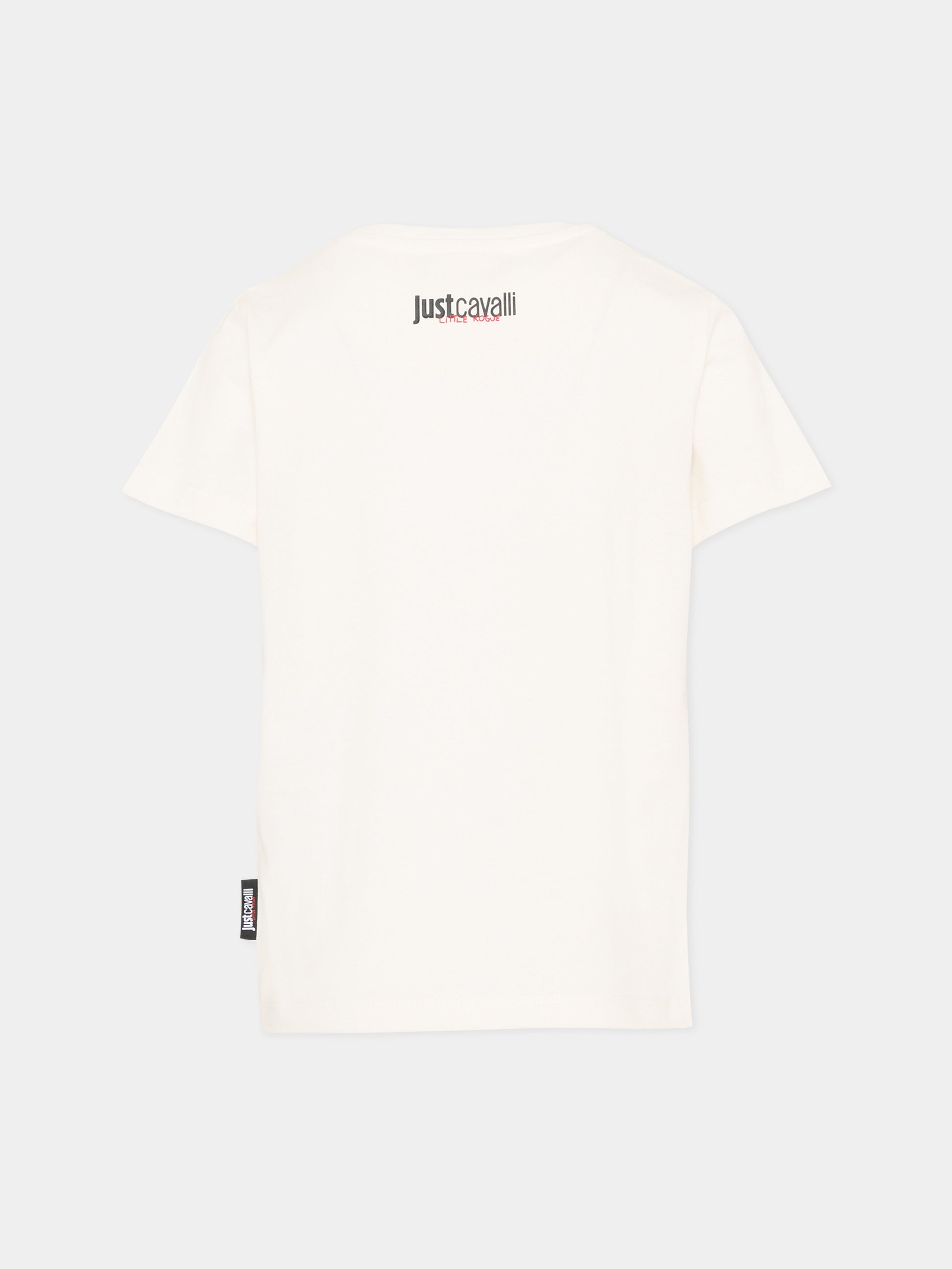 T-shirt avorio per bambino con logo,Just Cavalli Kids,JBP26014TS WHITE CLOUD DANCER