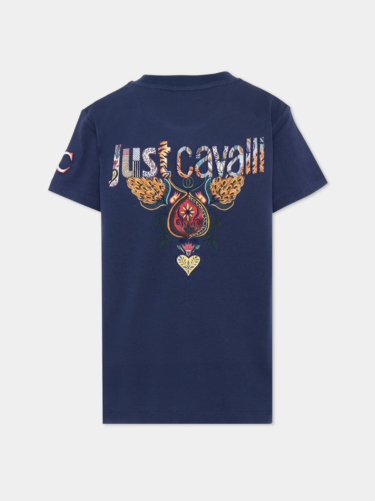 T-shirt azzurra per bambino con logo,Just Cavalli Kids,JBP26076TS BLUE BELLWHETHER